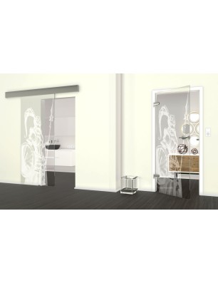 Glasschiebetür ECO-LINE Krieger Gelasert Auf Klarglas