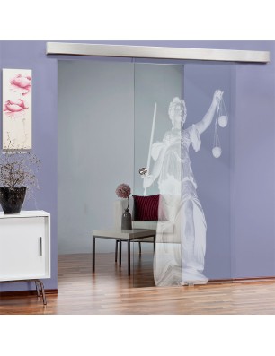 Glasschiebetür ECO-LINE Justitia Gelasert Auf Klarglas