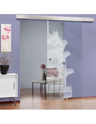 Glasschiebetür ECO-LINE Pagode II Gelasert Auf Klarglas