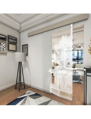 Glasschiebetür ECO-LINE Pagode II Gelasert Auf Klarglas