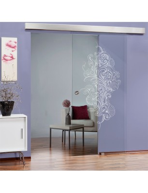 Glasschiebetür ECO-LINE Florale Kunst Gelasert Auf Klarglas