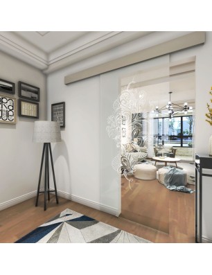 Glasschiebetür ECO-LINE Florale Kunst Gelasert Auf Klarglas