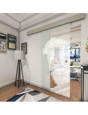 Glasschiebetür ECO-LINE Sittich Gelasert Auf Klarglas