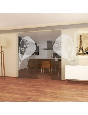 Glasschiebetür ECO-LINE Blatt Gelasert Auf Klarglas