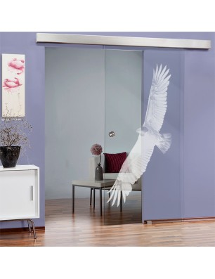 Glasschiebetür ECO-LINE Adler Gelasert Auf Klarglas