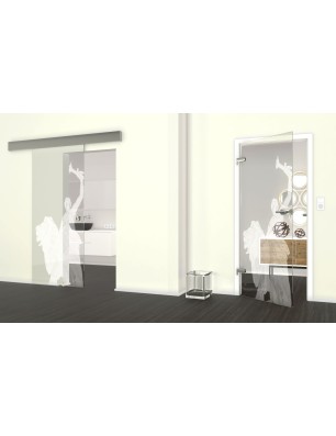 Glasschiebetür ECO-LINE Rom Gelasert Auf Klarglas