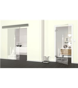 Glasschiebetür ECO-LINE Leuchtturm 6 Gelasert Auf Klarglas