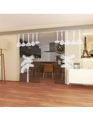 Glasschiebetür ECO-LINE Kitchen Gelasert Auf Klarglas