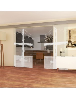 Glasschiebetür ECO-LINE Golden Gate Gelasert Auf Klarglas