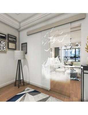 Glasschiebetür ECO-LINE Spukhaus Gelasert Auf Klarglas