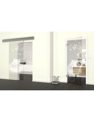 Glasschiebetür ECO-LINE Spukhaus Gelasert Auf Klarglas