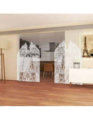 Glasschiebetür ECO-LINE Köln Gelasert Auf Klarglas