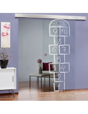 Glasschiebetür ECO-LINE Hopscotch Gelasert Auf Klarglas