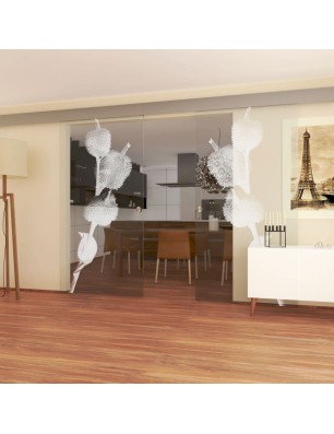 Glasschiebetür ECO-LINE Pflanze Gelasert Auf Klarglas