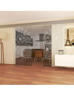 Glasschiebetür ECO-LINE Netz Gelasert Auf Klarglas