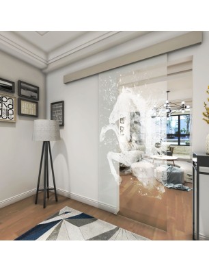 Glasschiebetür ECO-LINE flying Horse Gelasert Auf Klarglas