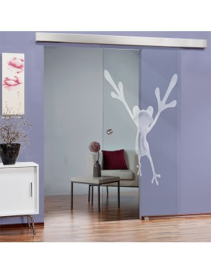 Glasschiebetür ECO-LINE Crazy Frog Gelasert Auf Klarglas