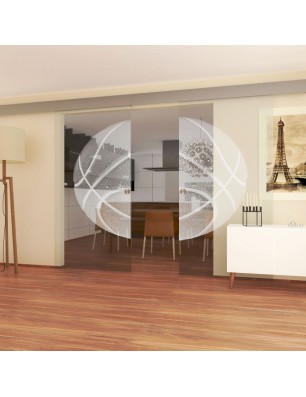 Glasschiebetür ECO-LINE Basketball Gelasert Auf Klarglas