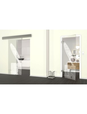 Glasschiebetür ECO-LINE Boot 2 Gelasert Auf Klarglas