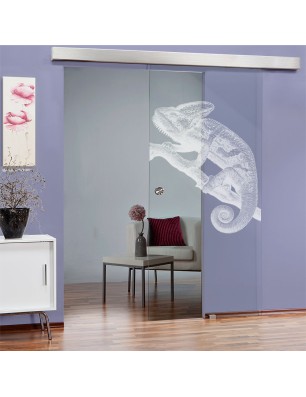 Glasschiebetür ECO-LINE Camelion II Gelasert Auf Klarglas