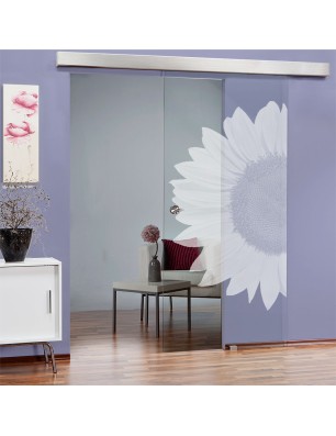 Glasschiebetür ECO-LINE Sonnenblume Gelasert Auf Klarglas