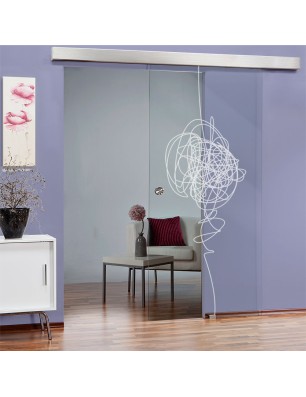 Glasschiebetür ECO-LINE Abstrakt 8 Gelasert Auf Klarglas