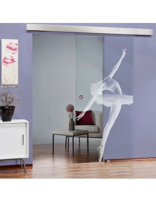 Glasschiebetür ECO-LINE Balerina Gelasert Auf Klarglas