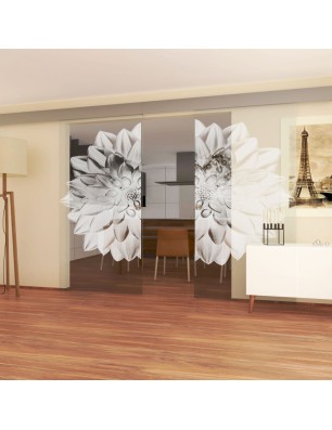 Glasschiebetür ECO-LINE Blume 4 Gelasert Auf Klarglas