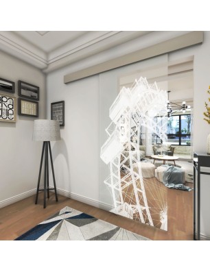 Glasschiebetür ECO-LINE Riesenrad Gelasert Auf Klarglas