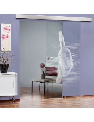 Glasschiebetür ECO-LINE Nachricht Gelasert Auf Klarglas