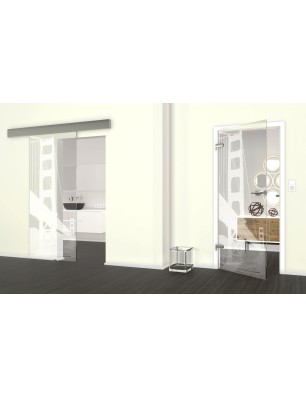 Glasschiebetür ECO-LINE San Fransisco Gelasert Auf Klarglas