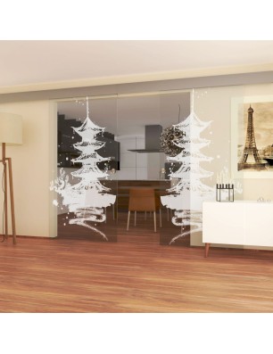 Glasschiebetür ECO-LINE Pagode III Gelasert Auf Klarglas