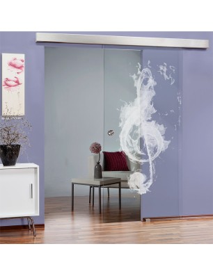 Glasschiebetür ECO-LINE Burning Musik Gelasert Auf Klarglas
