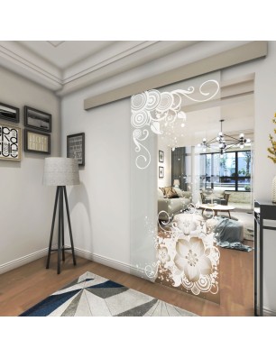 Glasschiebetür ECO-LINE Blume 11 Gelasert Auf Klarglas