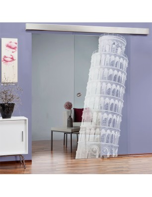 Glasschiebetür ECO-LINE Pisa Gelasert Auf Klarglas