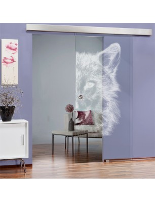 Glasschiebetür ECO-LINE Wolf 4 Gelasert Auf Klarglas