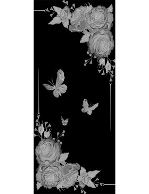 Glasschiebetür ECO-LINE Blume 5 Gelasert Auf Klarglas