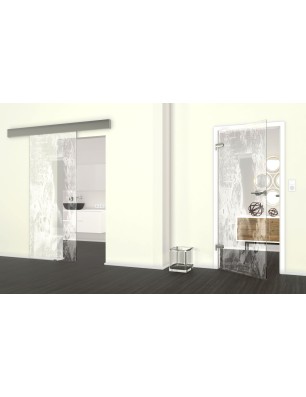 Glasschiebetür ECO-LINE Vintage flowers Gelasert Auf Klarglas