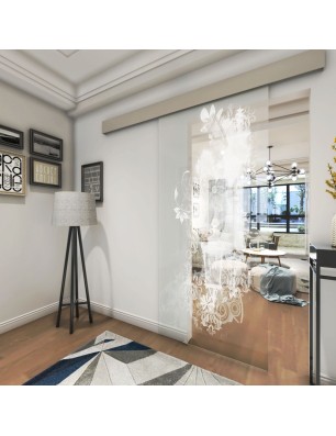 Glasschiebetür ECO-LINE Blume 6 Gelasert Auf Klarglas