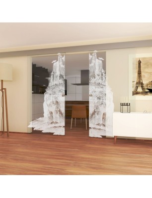 Glasschiebetür ECO-LINE Landscape Gelasert Auf Klarglas