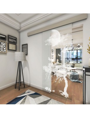 Glasschiebetür ECO-LINE Night Gelasert Auf Klarglas
