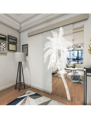 Glasschiebetür ECO-LINE Palme Gelasert Auf Klarglas