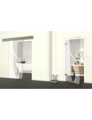 Glasschiebetür ECO-LINE Rüssel Gelasert Auf Klarglas