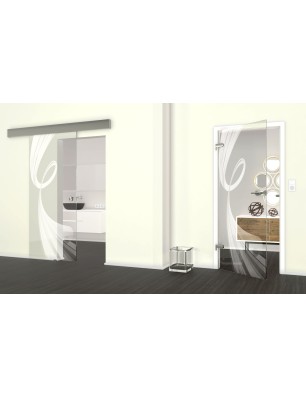 Glasschiebetür ECO-LINE Abstrakt 5 Gelasert Auf Klarglas