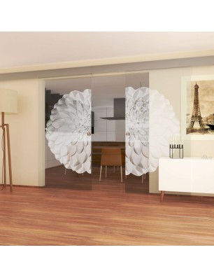 Glasschiebetür ECO-LINE Blume 8 Gelasert Auf Klarglas