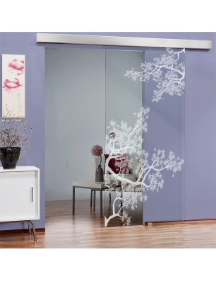 Glasschiebetür ECO-LINE Japan Garden Gelasert Auf Klarglas