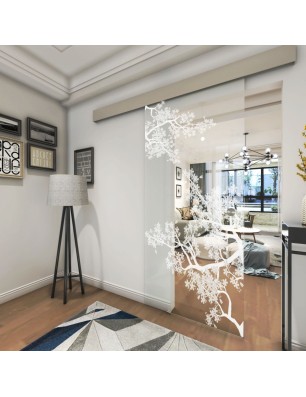 Glasschiebetür ECO-LINE Japan Garden Gelasert Auf Klarglas