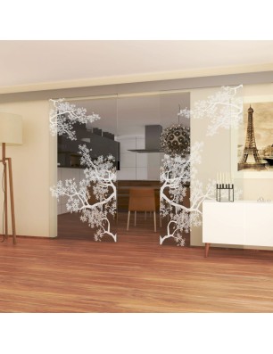Glasschiebetür ECO-LINE Japan Garden Gelasert Auf Klarglas
