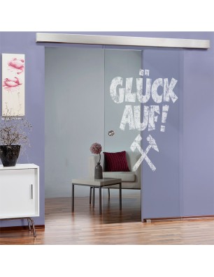Glasschiebetür ECO-LINE Glück Auf Gelasert Auf Klarglas