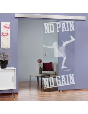 Glasschiebetür ECO-LINE No pain No Gain Gelasert Auf Klarglas